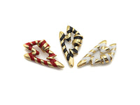 Colorful Enamel Pave Lightning Shape Clasp, Gold Plated Screw Clasp, Carabiner Clasp, 18x32mm, sku#K80