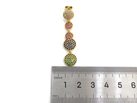 Colorful CZ Micro Pave Five Round Dots Dangle&Drop Earrings, Colorful CZ micro pave earrings, Statement Earrings, 47mm, sku#J275