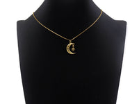 Cobalt CZ Micro Pave Cresent Moon With North Star Shape Pendant Charm, Cubic Zirconia Moon Charm,15x22mm,Sku#LK158