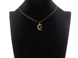 Cobalt CZ Micro Pave Cresent Moon With North Star Shape Pendant Charm, Cubic Zirconia Moon Charm,15x22mm,Sku#LK158