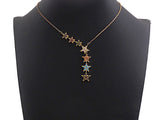 Colorful CZ Micro Pave String Five Star Pendant/Charm Bracelet Necklace Cubic Zirconia  Heart Pendant Charm, 16x87mm,sku#Z673