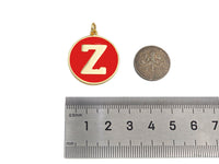 New Trendy Red Gold Enamel Initials Letter Charm/Pendant, Enamel Initial Alphabet Letters, Custom Naming Pendants, 25x28mm,sku#ML37