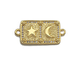 18k Gold Medallion Rectangle Charms, Gold Bar Connector,  Star Moon Hamsa Eye Boy Girl Medallion Charm,16x32mm, Sku#LK152