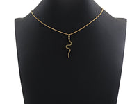 Black CZ Micro Pave Snake Shape Pendant/Charm, Snakea Cubic Zirconia Pendant, Gold Tone,10x39mm,Sku#Z794