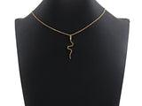 Black CZ Micro Pave Snake Shape Pendant/Charm, Snakea Cubic Zirconia Pendant, Gold Tone,10x39mm,Sku#Z794