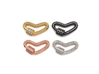 CZ Pave Heart Shape Clasp, CZ Pave Link Clasp, Gold/Rose Gold/Sliver/Gunmetal Heart Clasp, 13x23mm, sku#H188