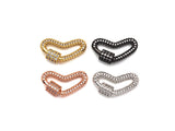 CZ Pave Heart Shape Clasp, CZ Pave Link Clasp, Gold/Rose Gold/Sliver/Gunmetal Heart Clasp, 13x23mm, sku#H188