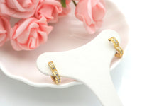 18K Gold Clear CZ Micro Pave Heart Shape Huggie Earring, Earring Hook, Earring Component,13mm, Sku#LD58