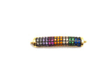 Rainbow CZ Micro Pave Curved Bar Connector for Bracelet, Link Connector, Spacer Connector, 5x30mm/4x40mm,sku#E427