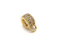 Clear CZ Micro Pave Double Row Charm Holder, Cubic Zirconia Round Ring Spacer Charm,Gold/Silver/Rose Gold/Black Tone,3x8mm,sku#L322