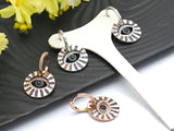 CZ Micro Pave Evil Eye Pendant Earring, Cubic Zirconia Gold/Silver/Rose Gold/Black Dangle Huggies Earring,21x32mm,sku#J58