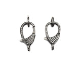 CZ Micro Pave Teardrop Lobster Claw Clasp, Antique Silver Plated Cubic Zirconia Clasp, 12x23mm,sku#H174