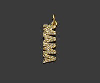 Gold Filled CZ Micro Pave MAMA Word Shape Pendant, 18K Gold Filled Mama Charm, Necklace Bracelet Pendant, Mother's Day Gift,6x19mm,Sku#Z1364