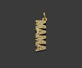 Gold Filled CZ Micro Pave MAMA Word Shape Pendant, 18K Gold Filled Mama Charm, Necklace Bracelet Pendant, Mother's Day Gift,6x19mm,Sku#Z1364