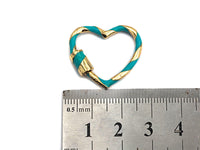 Colorful Enamel Pave Heart Shape Clasp, Gold Carabiner Clasp, 23x25mm, sku#H162