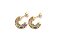 CZ Micro Pave Semicircle C Shape Earrings, sku#J229