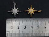 Clear CZ Micro Pave North Star Shaped Pendant/Charm, Star Cubic Zirconia Pendant Charm, 23x25mm,sku#Z824