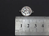 CZ Micro Pave Colorful Lucky Tree on Mother-of-pearl Connector Charm, Cubic Zirconia Link Charm, 22mm,sku#Z688