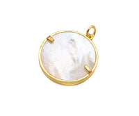 CZ Micro Pave Virgin Mary Mother of Pearl On Round Coin Charms, 18K Gold MOP Pendnat,Virgin Mary Pendant,Necklace Charms, 22x24mm, Sku#Z1251