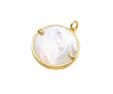 CZ Micro Pave Virgin Mary Mother of Pearl On Round Coin Charms, 18K Gold MOP Pendnat,Virgin Mary Pendant,Necklace Charms, 22x24mm, Sku#Z1251