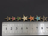 Colorful CZ Micro Pave String Five Star Pendant/Charm Bracelet Necklace Cubic Zirconia  Heart Pendant Charm, 16x87mm,sku#Z673
