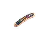 Rainbow CZ Micro Pave Curved Bar Connector for Bracelet, Link Connector, Spacer Connector, 5x30mm/4x40mm,sku#E427