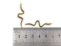 Black CZ Micro Pave Snake Shape Pendant/Charm, Snakea Cubic Zirconia Pendant, Gold Tone,10x39mm,Sku#Z794