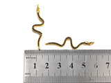 Black CZ Micro Pave Snake Shape Pendant/Charm, Snakea Cubic Zirconia Pendant, Gold Tone,10x39mm,Sku#Z794