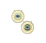 Turquiose Enamel Evil Eye On Round Coin Pendant,18K Gold Filled CZ Micro Pave Evil Eye Charm,Necklace Bracelet Charm, 25mm,Sku#LK432