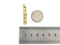 CZ Micro Pave Mom Word On Long Bar Shape Pendant, 18K Gold Filled Charm, DIY Mother's Day Necklace Bracelet Charm Pendant,6x31mm,Sku#Z1374