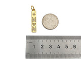 CZ Micro Pave Mom Word On Long Bar Shape Pendant, 18K Gold Filled Charm, DIY Mother's Day Necklace Bracelet Charm Pendant,6x31mm,Sku#Z1374