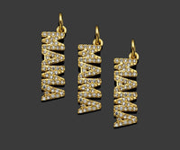 Gold Filled CZ Micro Pave MAMA Word Shape Pendant, 18K Gold Filled Mama Charm, Necklace Bracelet Pendant, Mother's Day Gift,6x19mm,Sku#Z1364