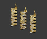 Gold Filled CZ Micro Pave MAMA Word Shape Pendant, 18K Gold Filled Mama Charm, Necklace Bracelet Pendant, Mother's Day Gift,6x19mm,Sku#Z1364