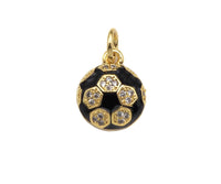CZ Pave Black Enamel Soccer Ball Pendant, Pave Soccer Ball Charm, Sports Ball pendant, Enamel Jewelry,10x12mm,sku#F1350