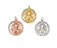 CZ Micro Pave Virgin Mary Mother of Pearl On Round Coin Charms, 18K Gold MOP Pendnat,Virgin Mary Pendant,Necklace Charms, 22x24mm, Sku#Z1251