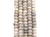 2mm Large Hole Natural White Lace Agate Beads, Rondelle Faceted 6x10mm/5x8mm, 8" Long Strands, sku#U734