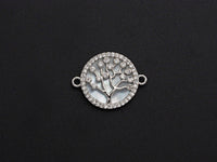 CZ Micro Pave Lucky Tree on Mother-of-pearl Connector, Cubic