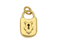 Dainty Gold Padlock Charms, Dainty Lock Teddy Bear Charms, Gold Char Pendant, Padlock Necklace Charms, 9x15mm, Sku#F1339
