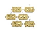 18k Gold Medallion Rectangle Charms, Gold Bar Connector,  Star Moon Hamsa Eye Boy Girl Medallion Charm,16x32mm, Sku#LK152