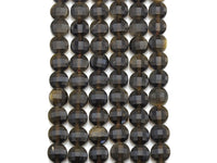 Double Sided Turtle Shell Cut Natural Golden Obsidian Button Shape beads, 6mm faceted, Natural Gemstone Beads, 16" Full strand, sku#U607