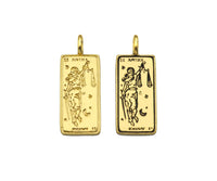 18k Dianty Gold Justice Rectangle Shape Pendant,Medallion Charm,Necklace Bracelet Charm Pendant,12x29mm,Sku#Z1306