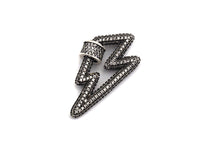 Antique Silver Clear CZ Micro Pave Lightning Shape Clasp, Antique Silver Plated Clasp, 17x33mm, sku#H163