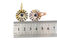 CZ Micro Pave Evil Eye Pendant Earring, Cubic Zirconia Gold/Silver/Rose Gold/Black Dangle Huggies Earring,21x32mm,sku#J58