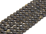 Double Sided Turtle Shell Cut Natural Golden Obsidian Button Shape beads, 6mm faceted, Natural Gemstone Beads, 16" Full strand, sku#U607