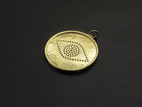 CZ Micro Pave Evil Eye On Round Coin Pendant, Cubic Zirconia Round Pendant, Gold Tone pendant, 26mm, sku#F1114