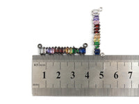 Colorful CZ Micro Pave Rainbow Bar Pendant for Necklace, 6x35mm, sku#F682