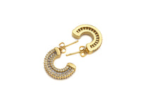 CZ Micro Pave Semicircle C Shape Earrings, sku#J229