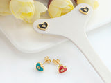 CZ Enamel Round Stud Earrings, Sku#J164
