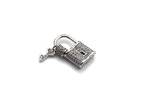 Clear CZ Micro pave Lock Shape Clasp, CZ Pave Lock Screw Clasp, Silver/Black/Rose Gold/Gold Carabiner Clasp, 15x25mm, sku#H221