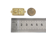 18k Gold Medallion Rectangle Charms, Gold Bar Connector,  Star Moon Hamsa Eye Boy Girl Medallion Charm,16x32mm, Sku#LK152